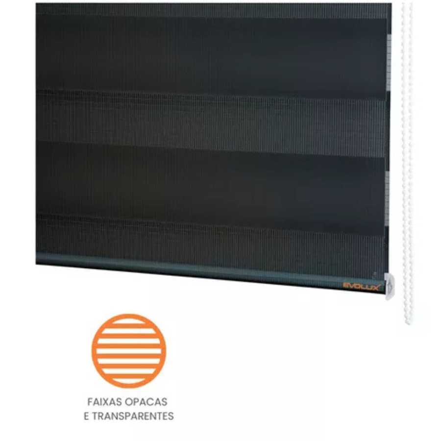 Persiana Rolo Dupla Zebrada 140x160 - Preto