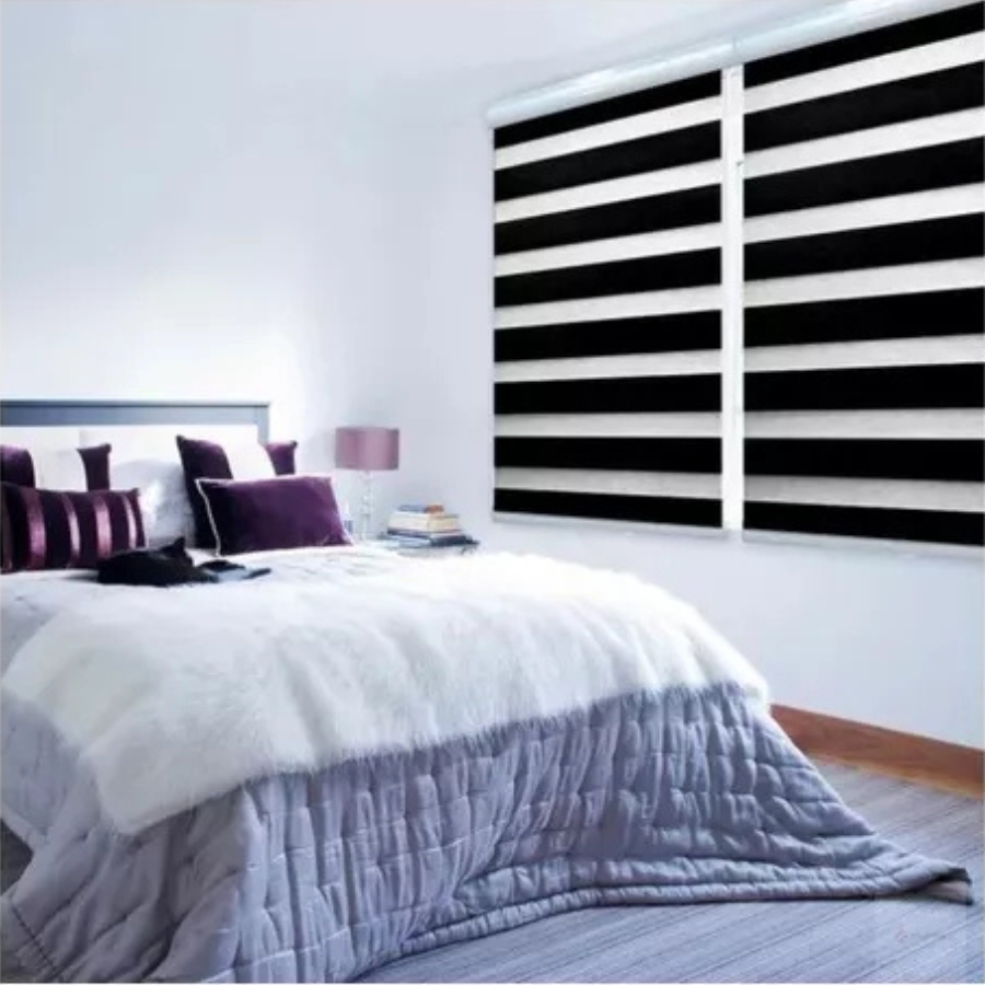 Persiana Rolo Dupla Zebrada 140x160 - Preto