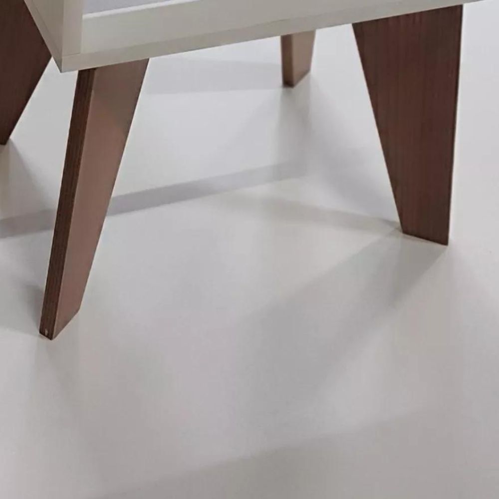 Kit 2 Mesas de Cabeceira 2 Gavetas 40 cm MDF Branco com Pés
