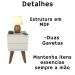 Mesa de Cabeceira 2 Gavetas 30 cm MDF Branco com Pés