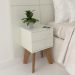 Mesa de Cabeceira 2 Gavetas 30 cm MDF Branco com Pés