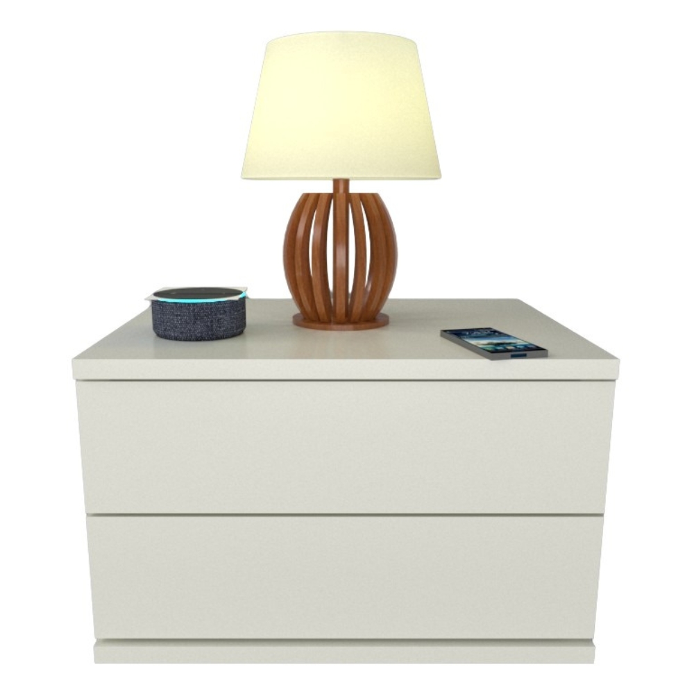 Mesa de Cabeceira 2 Gavetas 40 cm MDF Branco