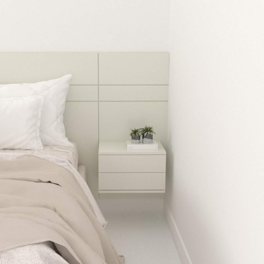 Mesa de Cabeceira 2 Gavetas 40 cm MDF Branco