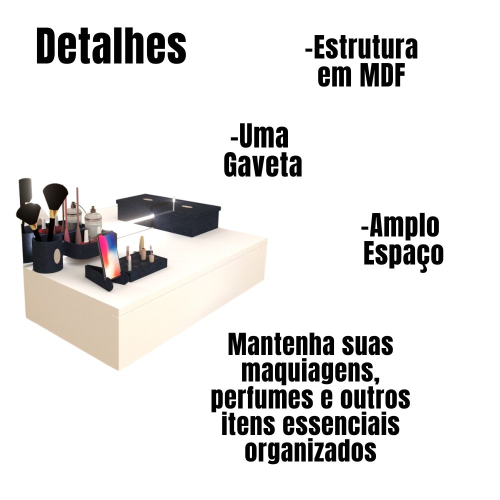 Penteadeira Suspensa com Gaveta 60 cm MDF Branco