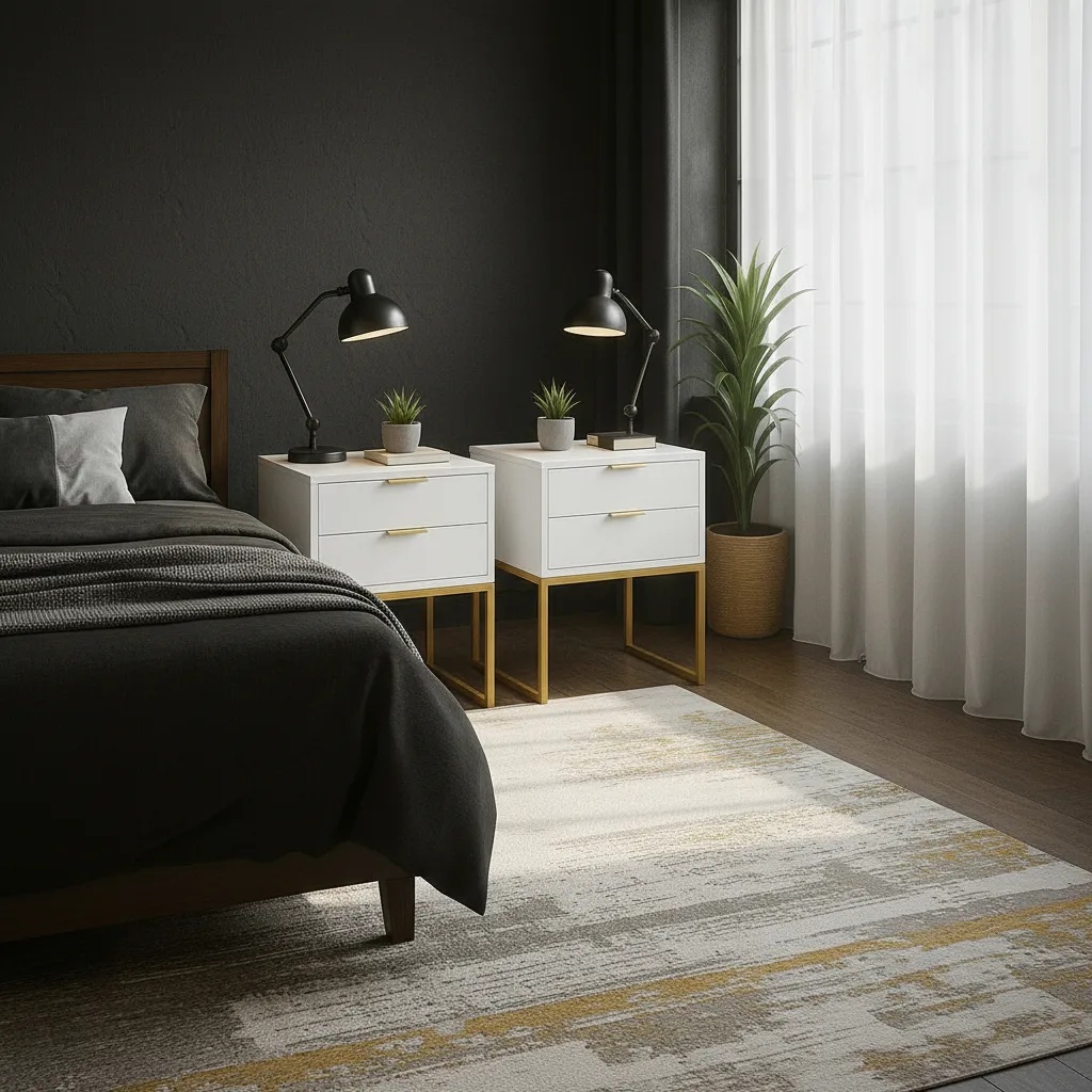 Kit 2 Mesas De Cabeceira Branca 40cm Eco Industrial 2 Gavetas Base De Ferro Dourada Para Quarto Lateral Da Cama Fl Decor