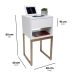 Kit Duas Mesas De Cabeceira 30cm Branco Eco Industrial 1 Gaveta E 1 Nicho Com Base De Metal Dourada Para Lateral Da Cama Fl Decor