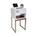 Kit Duas Mesas De Cabeceira 30cm Branco Eco Industrial 1 Gaveta E 1 Nicho Com Base De Metal Dourada Para Lateral Da Cama Fl Decor