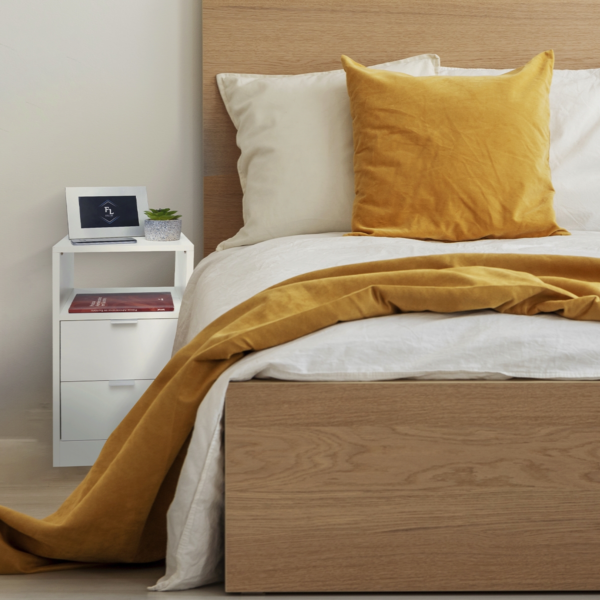 Mesa De Cabeceira Branca 30cm Com 2 Gavetas E 1 Nicho Para Quarto Escritório Lateral Da Cama