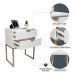 Mesa De Cabeceira Industrial 40cm Branco 2 Gavetas Com Base Metal Dourada Para Quarto Lateral Da Cama