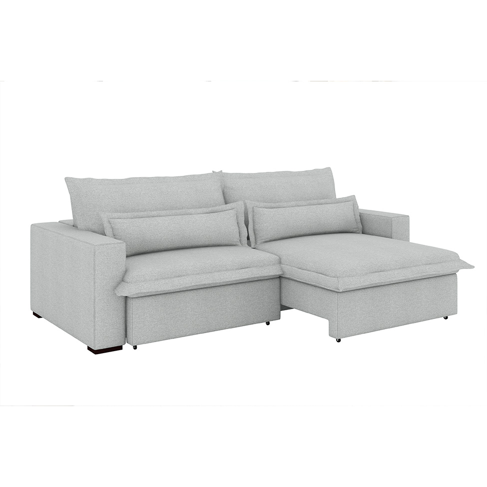 Sofá 3 Lugares Retrátil e Reclinável Bali Linho Prata 240 cm