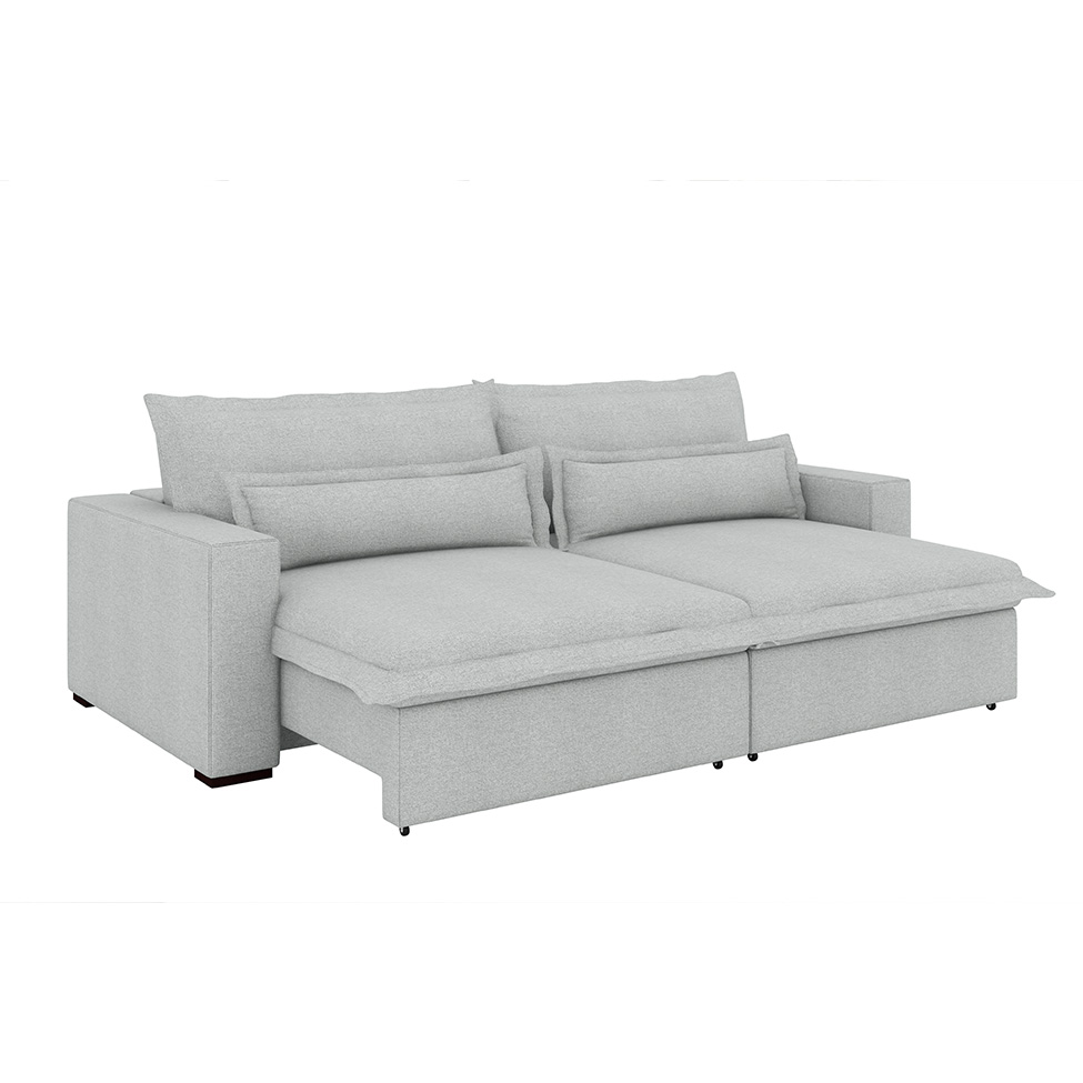 Sofá 3 Lugares Retrátil e Reclinável Bali Linho Prata 240 cm