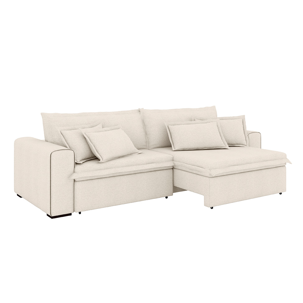 Sofá 3 Lugares Retrátil e Reclinável Belize Linho Cru 220 cm