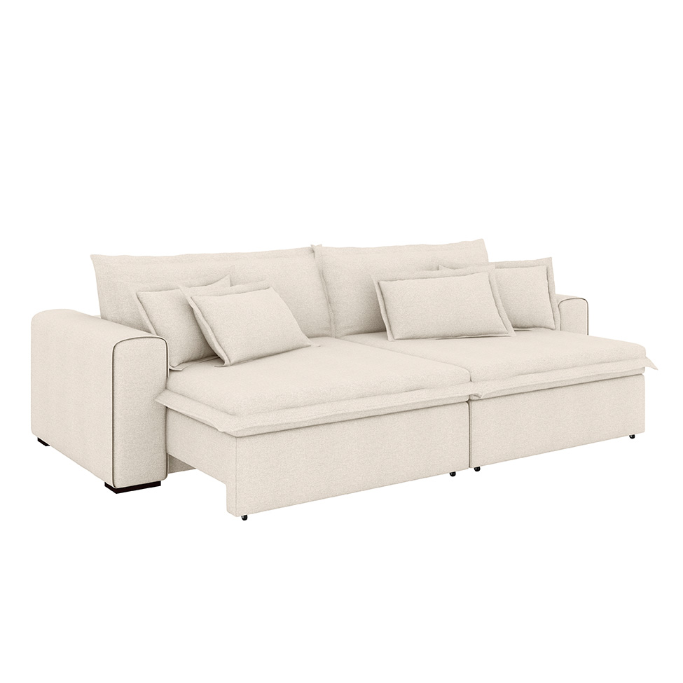 Sofá 3 Lugares Retrátil e Reclinável Belize Linho Cru 220 cm