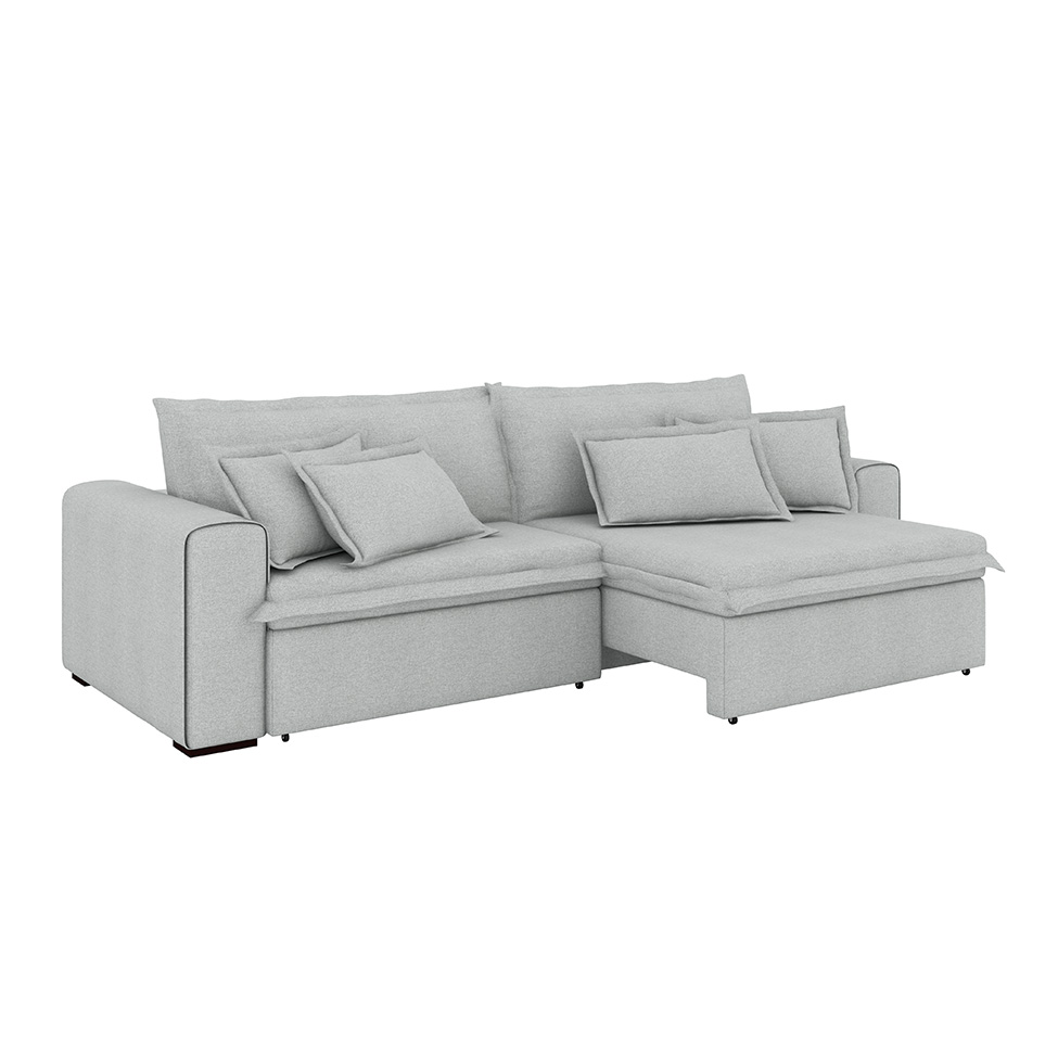 Sofá 3 Lugares Retrátil e Reclinável Belize Linho Prata 220 cm