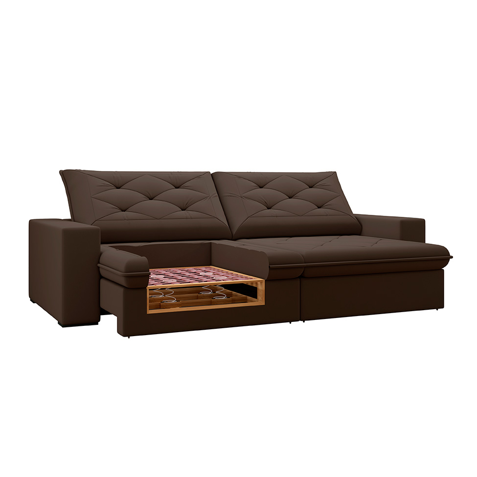 Sofá 3 Lugares Retrátil e Reclinável Flexforma Premier Veludo Chocolate 230 cm