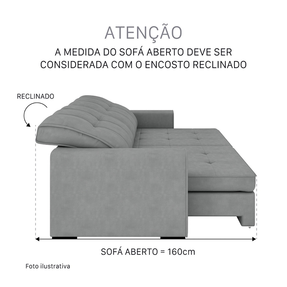 Sofá 3 Lugares Retrátil e Reclinável Flexforma Premier Veludo Chocolate 230 cm