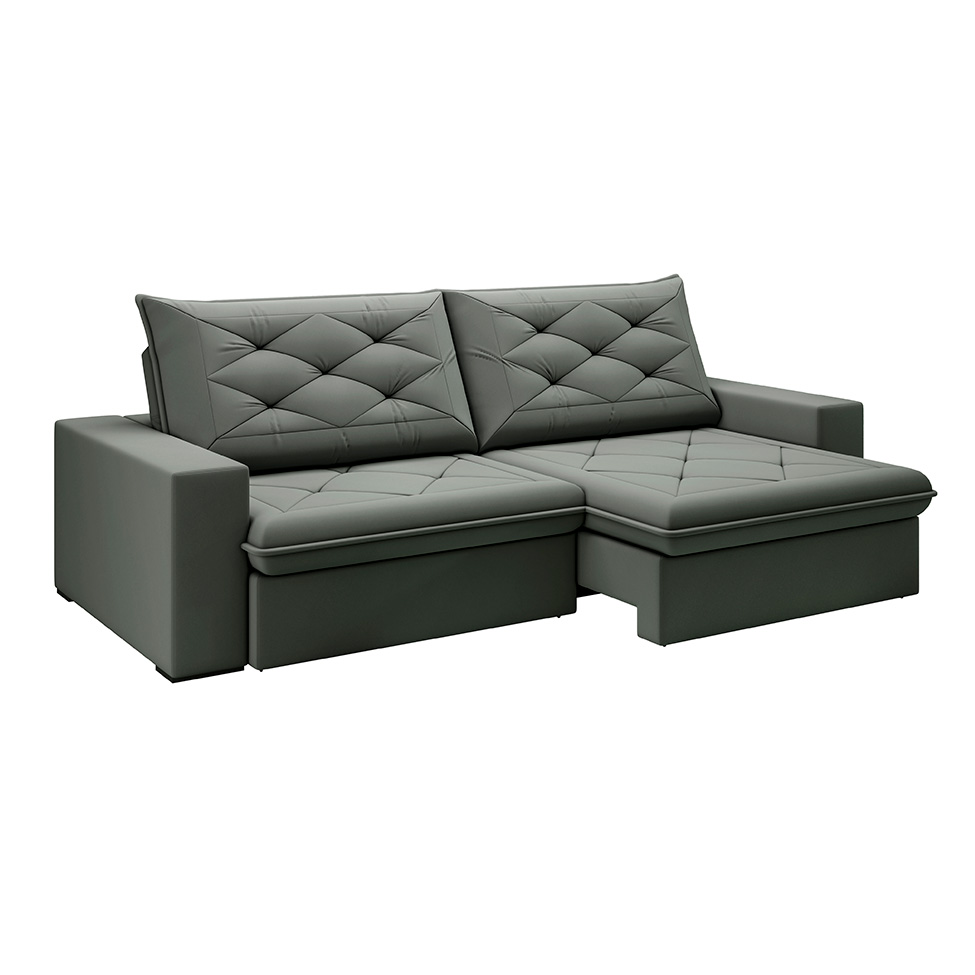 Sofá 3 Lugares Retrátil e Reclinável Flexforma Premier Veludo Cinza 230 cm