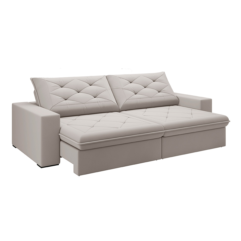 Sofá 3 Lugares Retrátil e Reclinável Flexforma Premier Veludo Marfim 230 cm