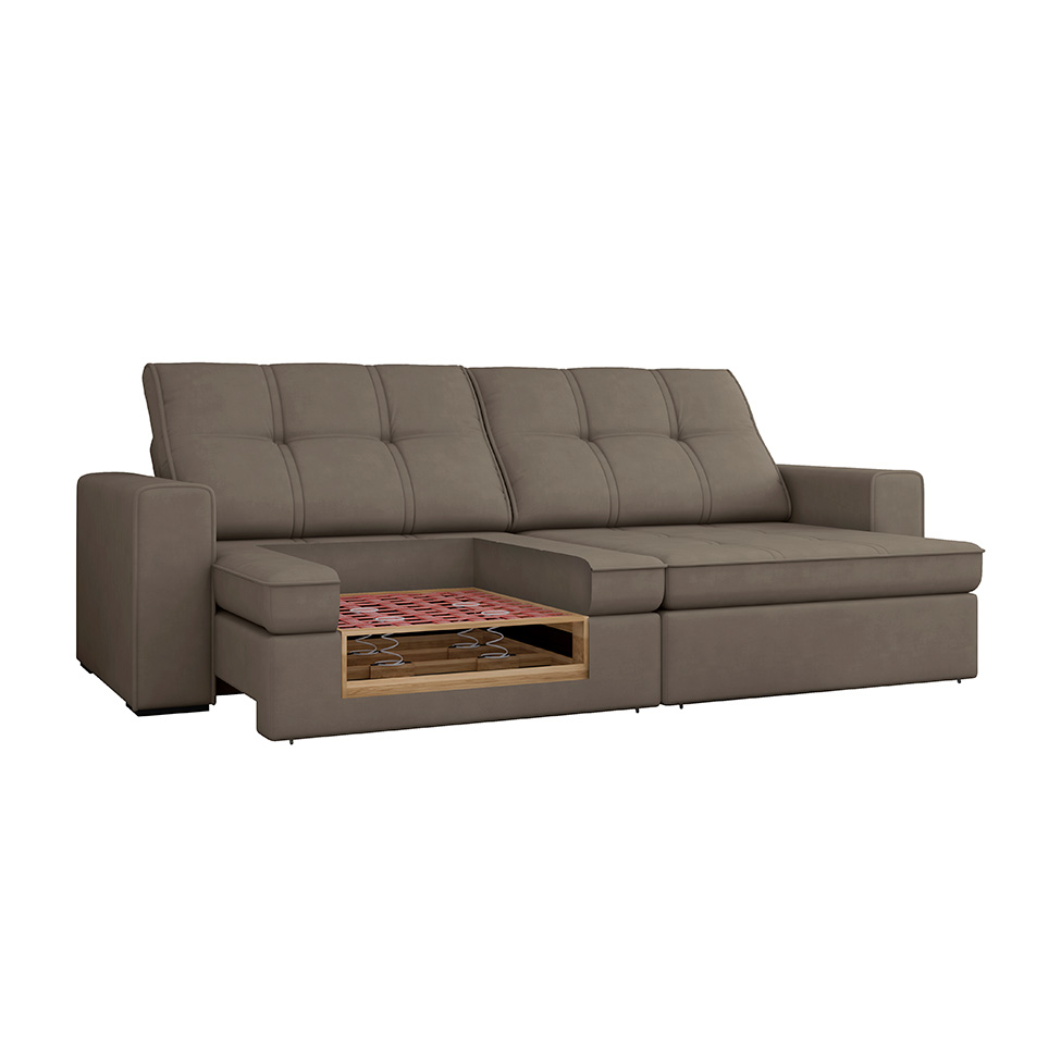 Sofá 3 Lugares Retrátil e Reclinável Flexforma Versalhes Camurça 230 cm
