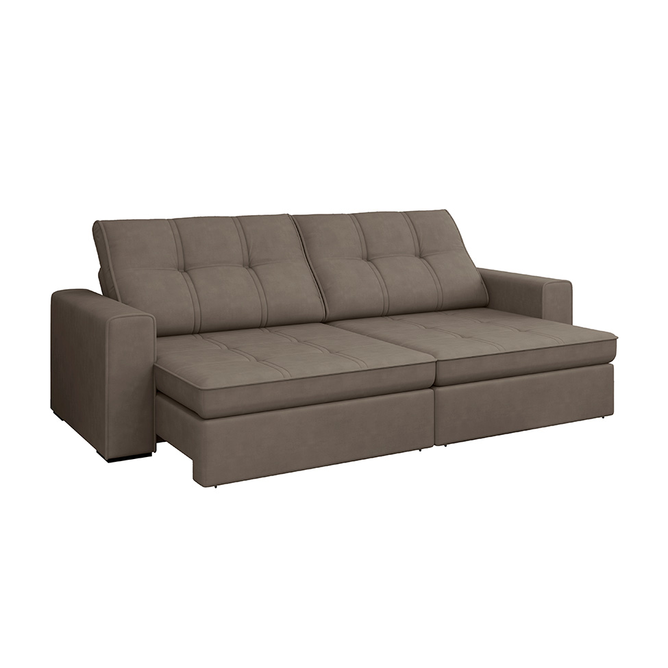 Sofá 3 Lugares Retrátil e Reclinável Flexforma Versalhes Camurça 230 cm