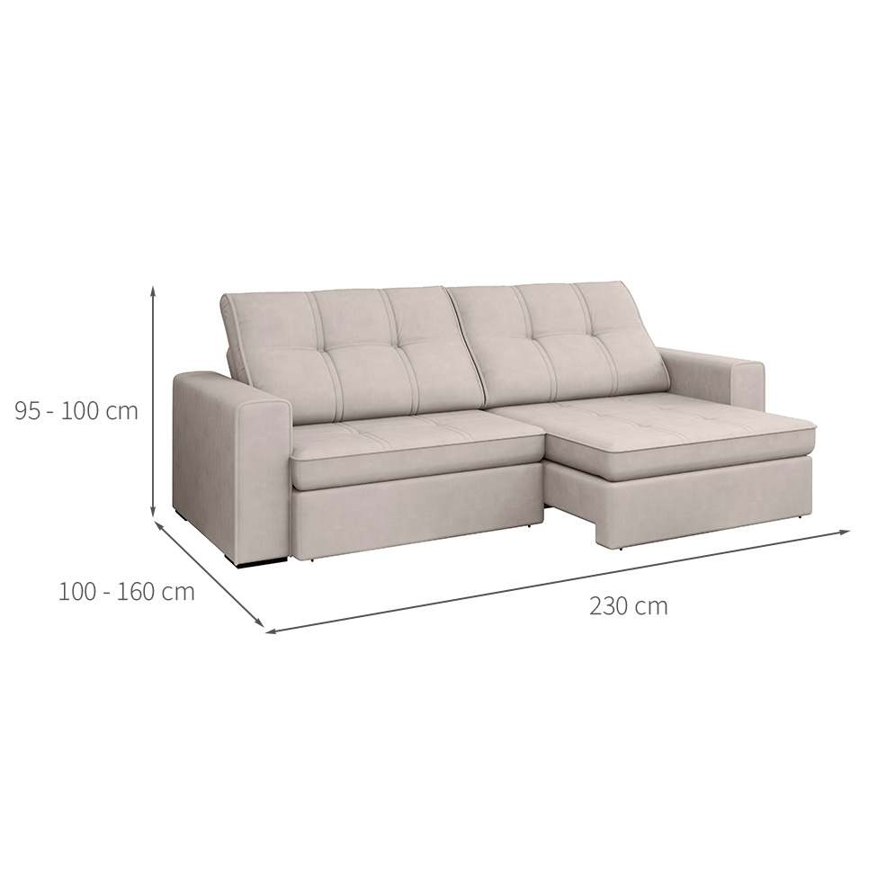 Sofá 3 Lugares Retrátil e Reclinável Flexforma Versalhes Veludo Marfim 230 cm