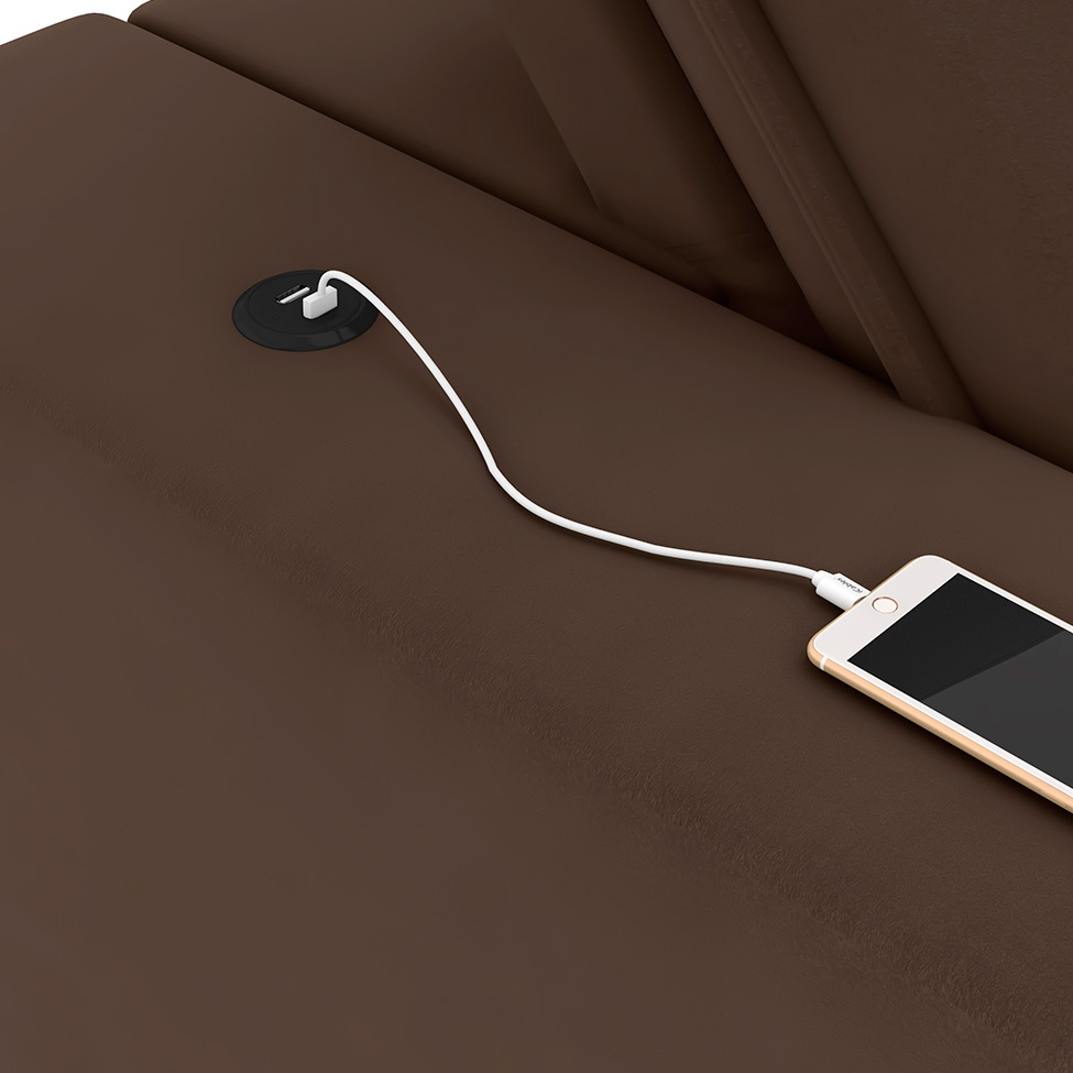 Sofá 3 Lugares Retrátil e Reclinável com USB Flexforma Triton Veludo Chocolate 230 cm