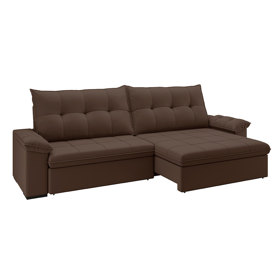 Sofá 3 Lugares Retrátil e Reclinável com USB Flexforma Triton Veludo Chocolate 230 cm