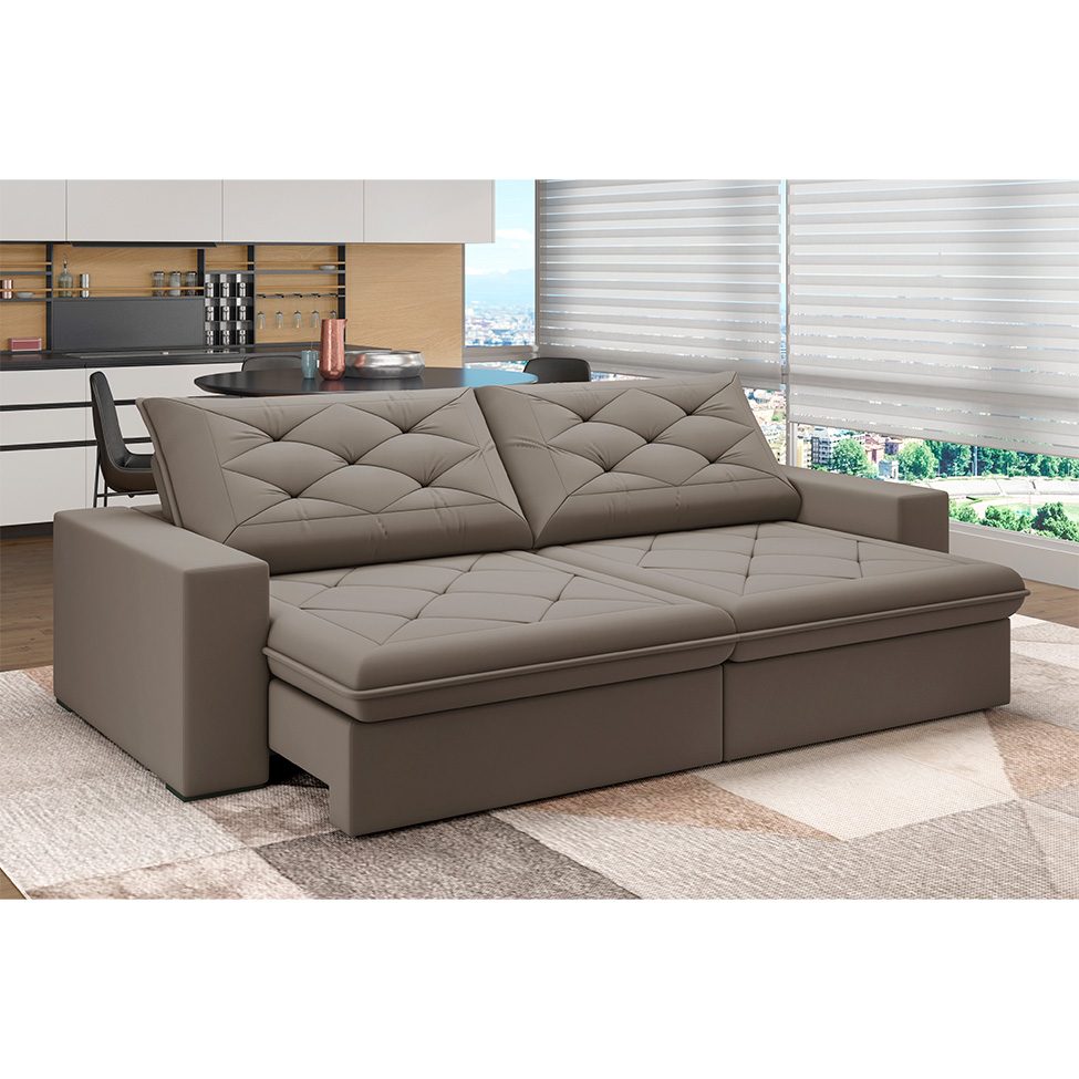 Sofá 4 Lugares Retrátil e Reclinável Flexforma Premier Camurça 250 cm