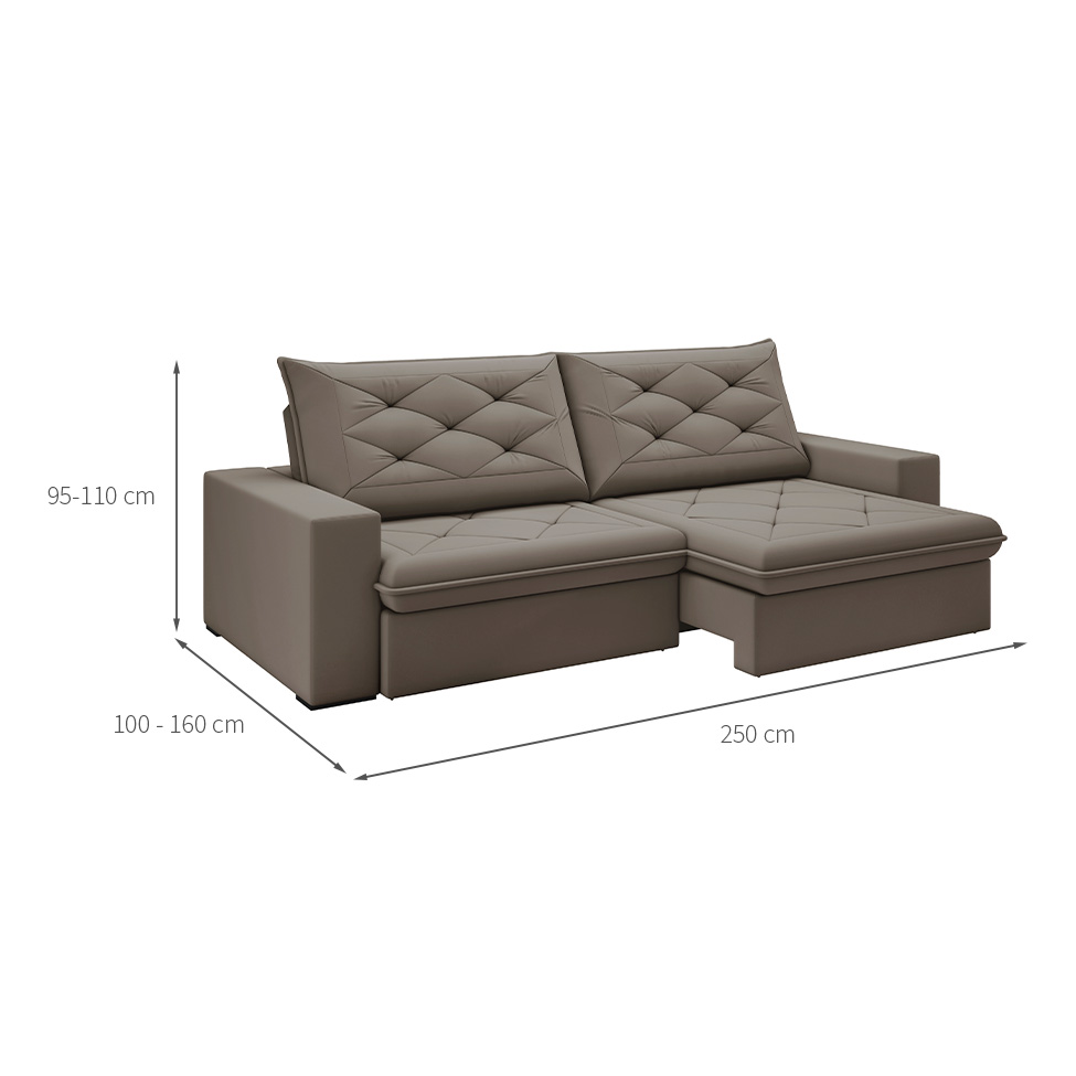 Sofá 4 Lugares Retrátil e Reclinável Flexforma Premier Camurça 250 cm