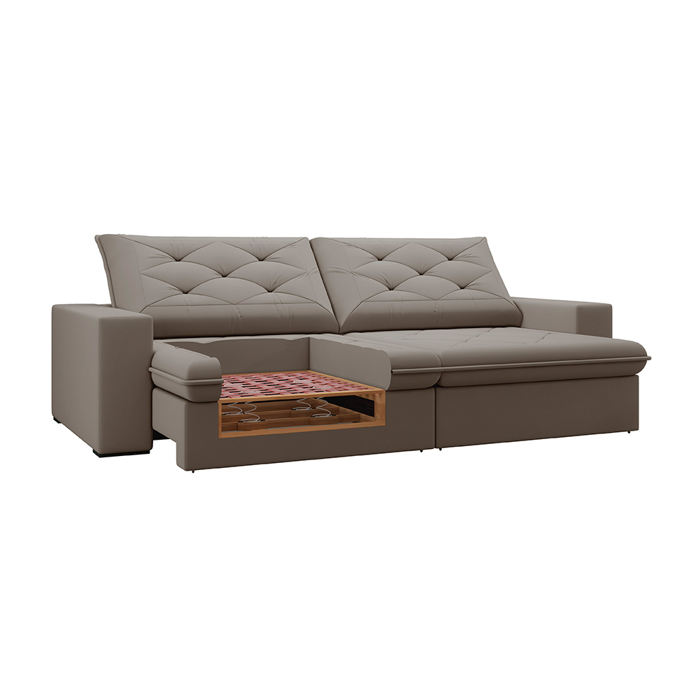 Sofá 4 Lugares Retrátil e Reclinável Flexforma Premier Camurça 250 cm