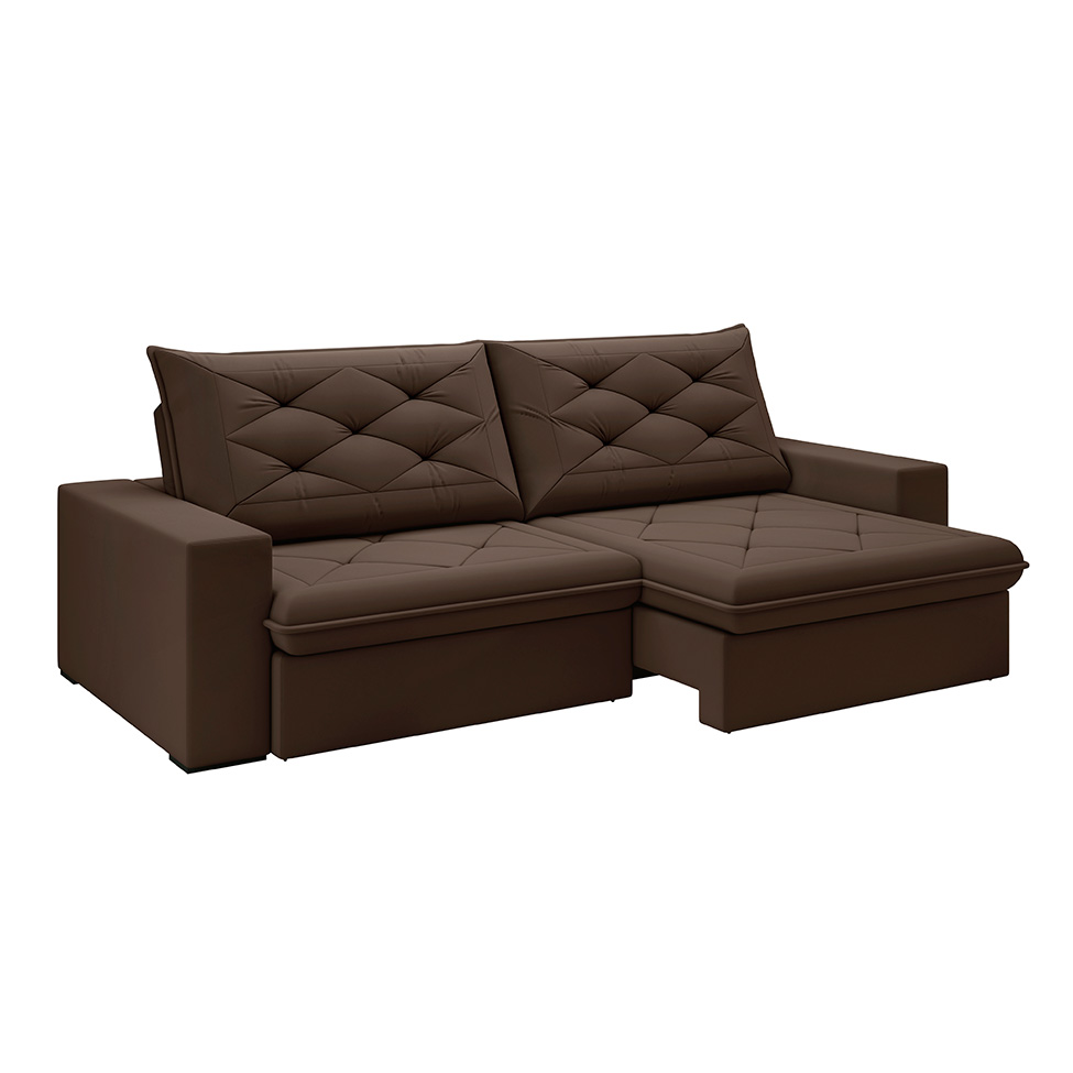 Sofá 4 Lugares Retrátil e Reclinável Flexforma Premier Veludo Chocolate 250 cm