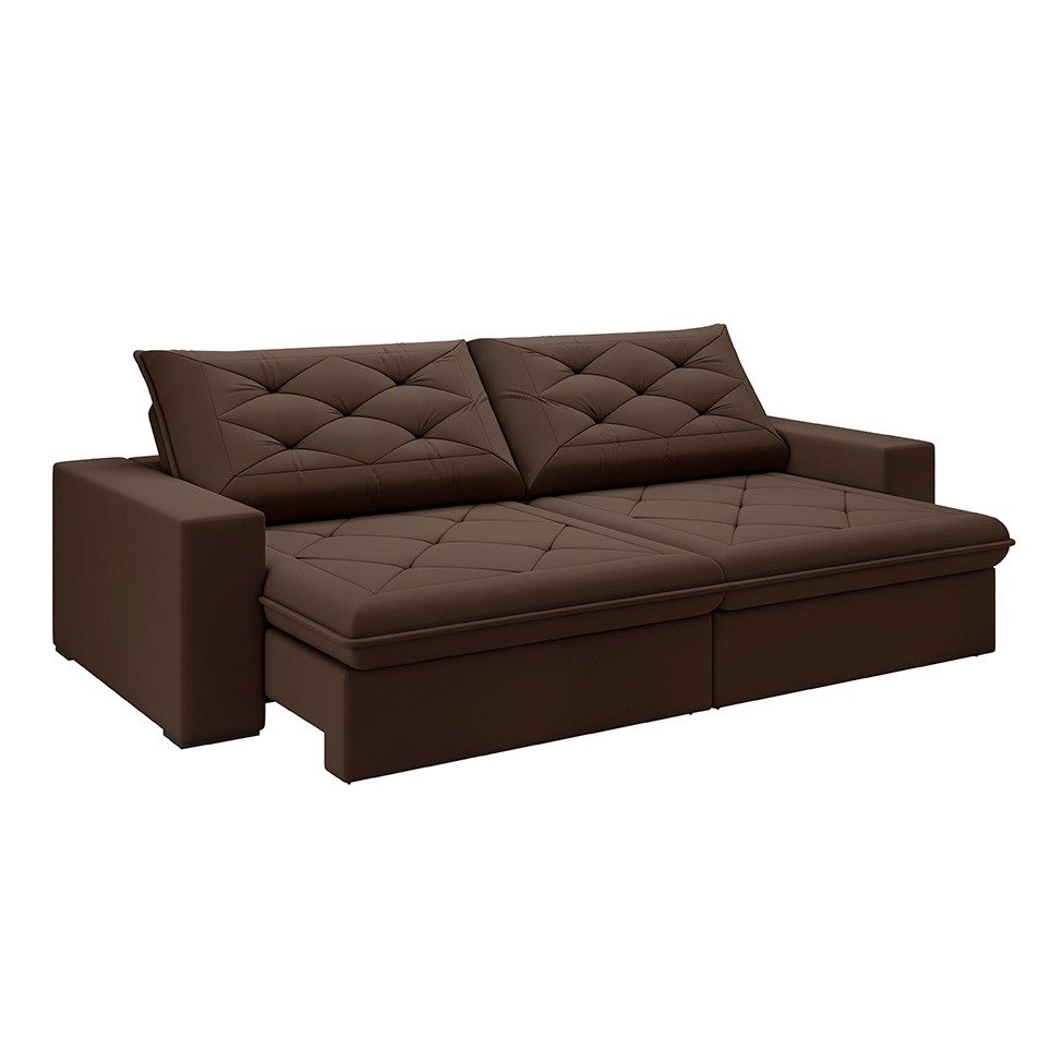 Sofá 4 Lugares Retrátil e Reclinável Flexforma Premier Veludo Chocolate 250 cm