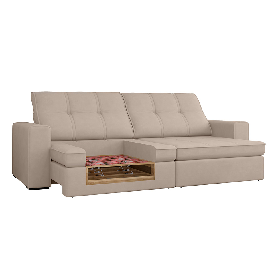 Sofá 4 Lugares Retrátil e Reclinável Flexforma Versalhes Camurça 250 cm