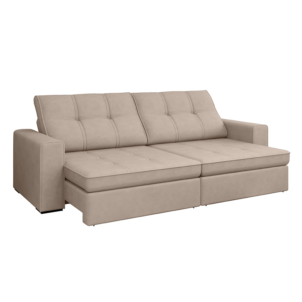Sofá 4 Lugares Retrátil e Reclinável Flexforma Versalhes Camurça 250 cm