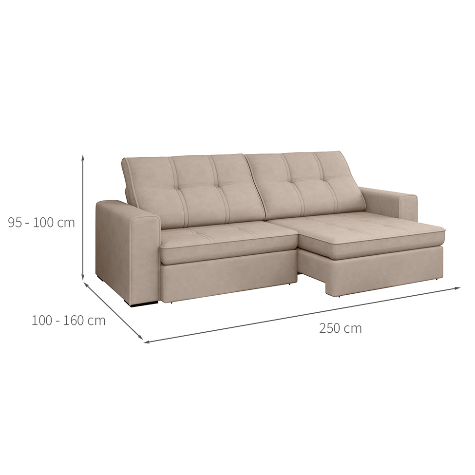 Sofá 4 Lugares Retrátil e Reclinável Flexforma Versalhes Camurça 250 cm