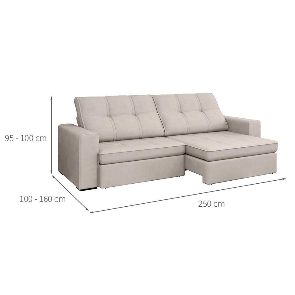 Sofá 4 Lugares Retrátil e Reclinável Flexforma Versalhes Veludo Marfim 250 cm