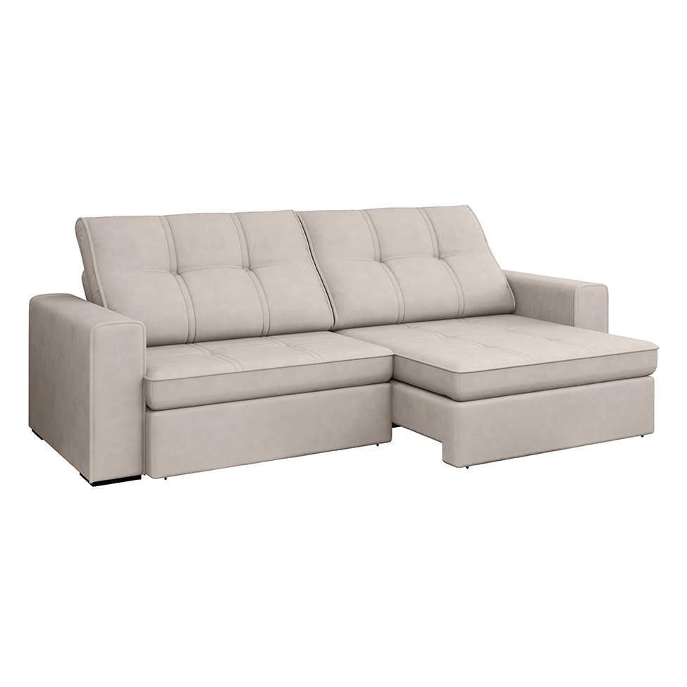 Sofá 4 Lugares Retrátil e Reclinável Flexforma Versalhes Veludo Marfim 250 cm