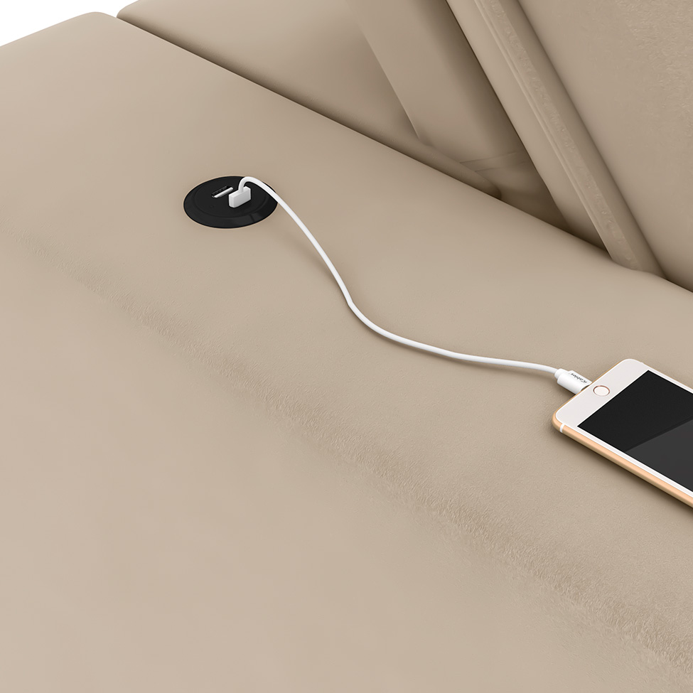 Sofá 4 Lugares Retrátil e Reclinável com USB Flexforma Triton Camurça 250 cm