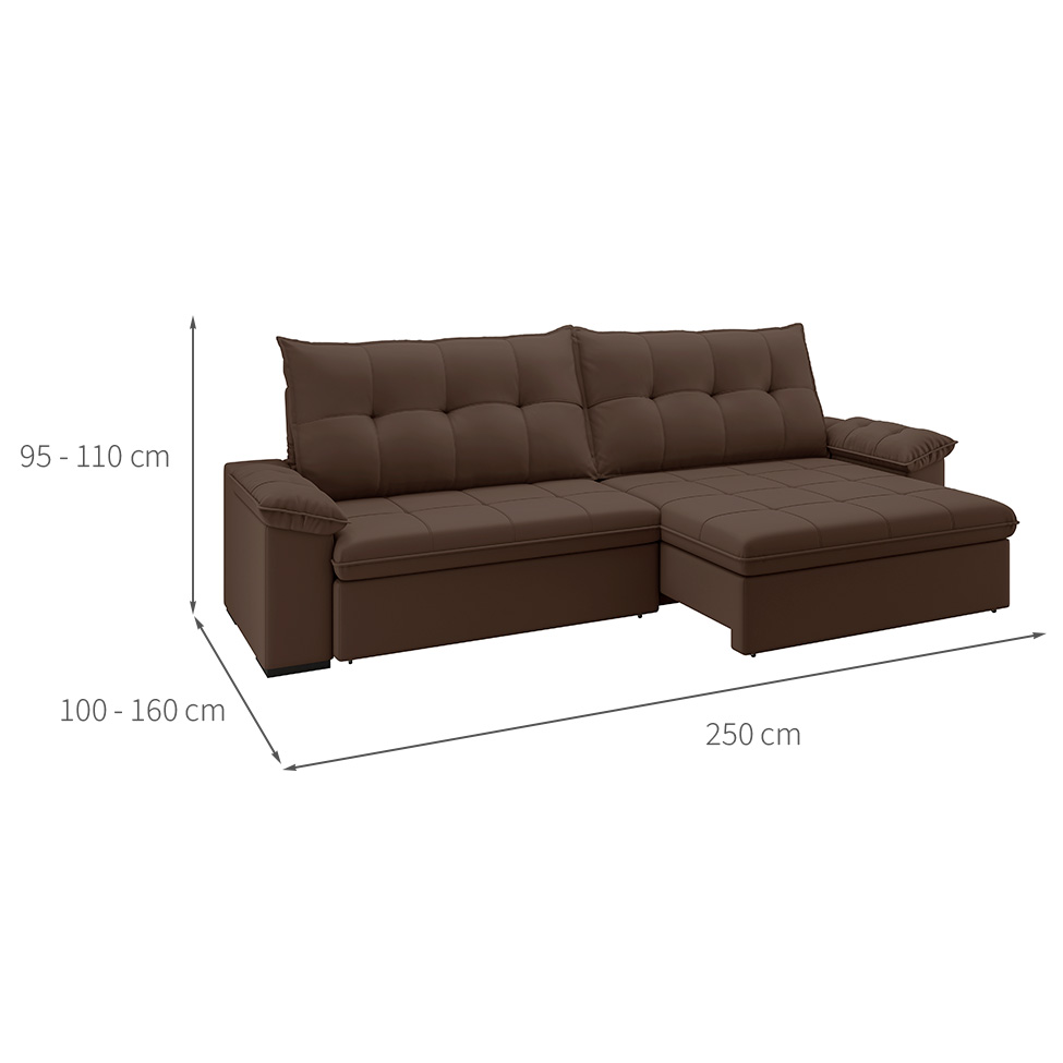 Sofá 4 Lugares Retrátil e Reclinável com USB Flexforma Triton Veludo Chocolate 250 cm