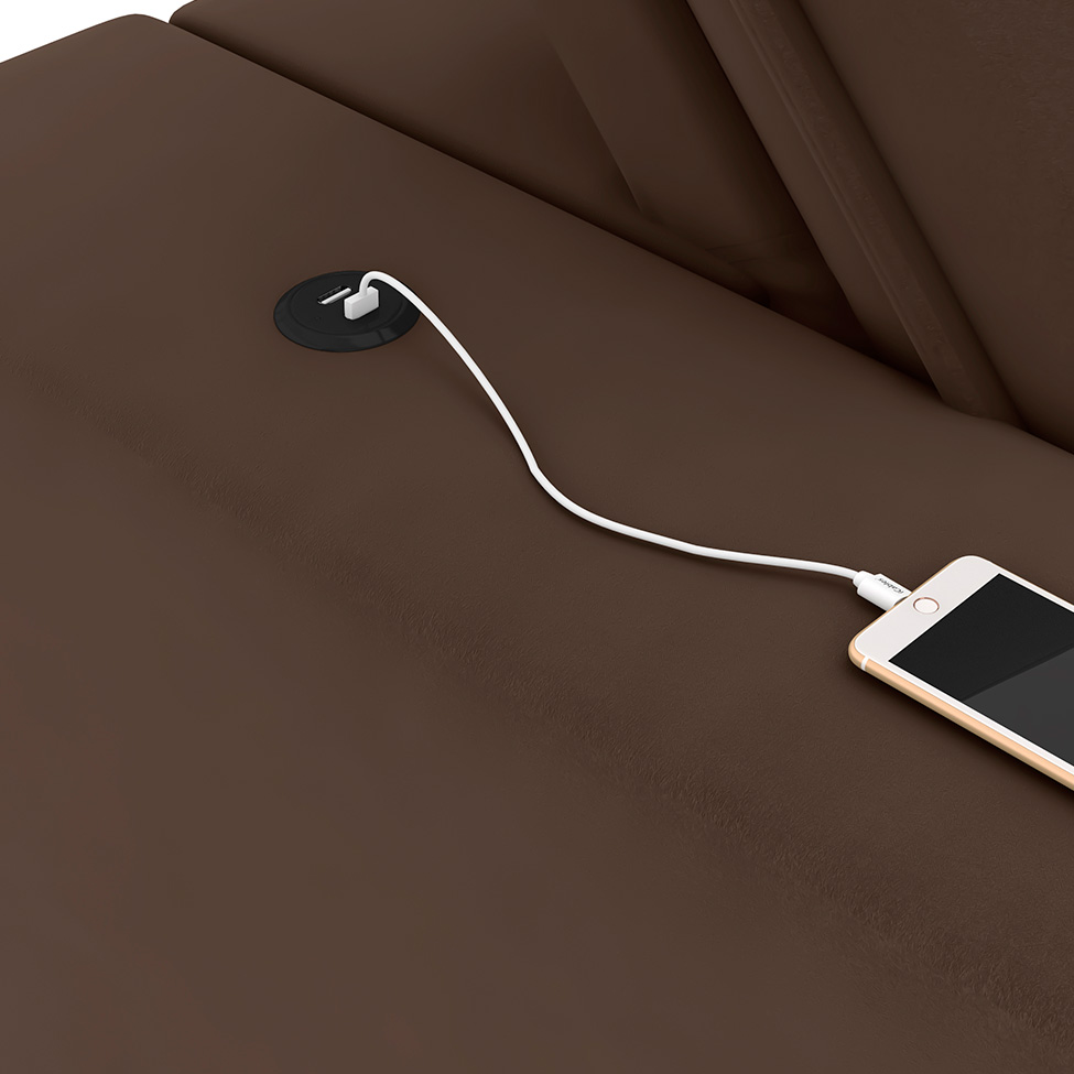 Sofá 4 Lugares Retrátil e Reclinável com USB Flexforma Triton Veludo Chocolate 250 cm