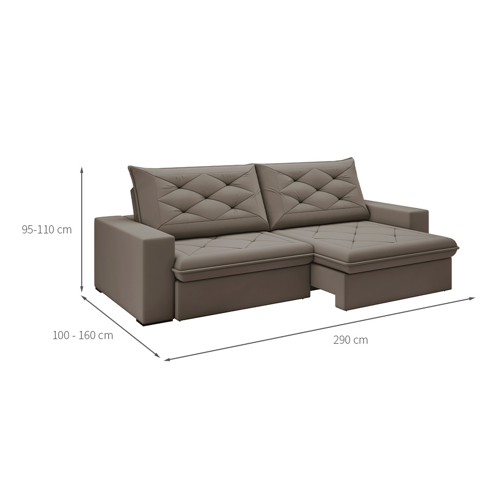Sofá 5 Lugares Retrátil e Reclinável Flexforma Premier Camurça 290 cm