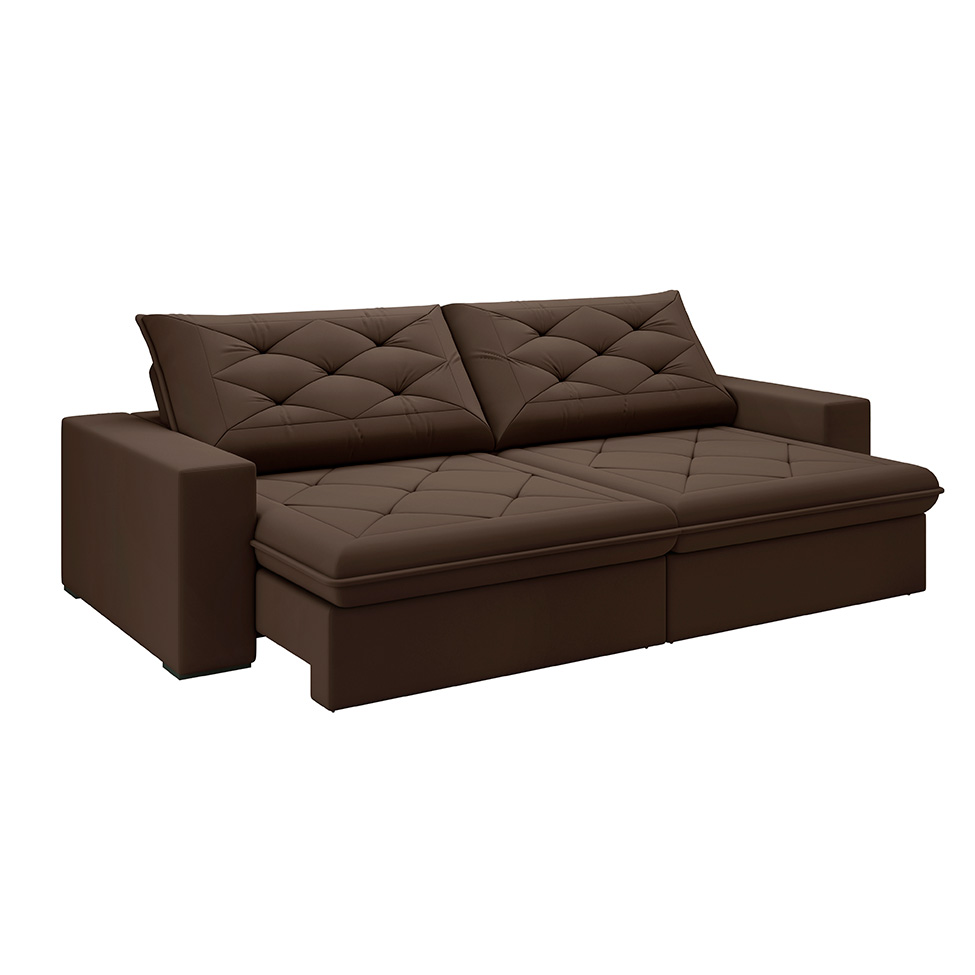 Sofá 5 Lugares Retrátil e Reclinável Flexforma Premier Veludo Chocolate 290 cm