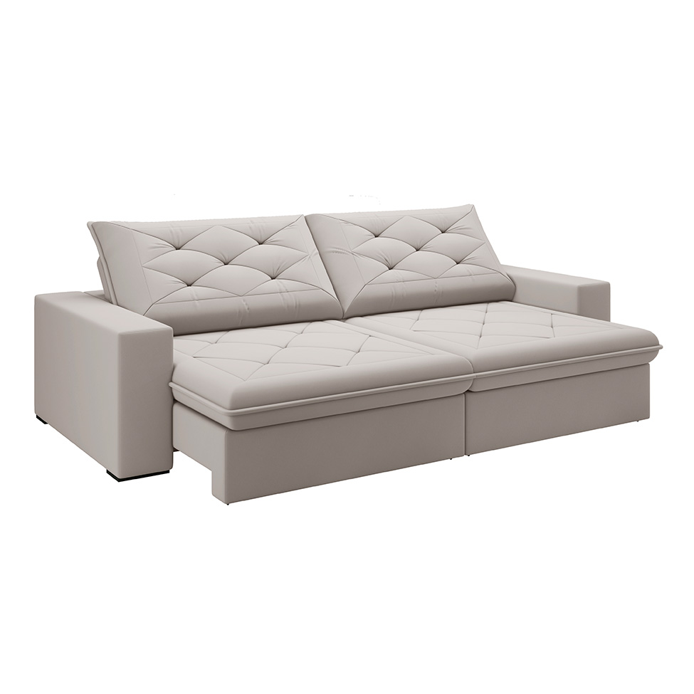 Sofá 5 Lugares Retrátil e Reclinável Flexforma Premier Veludo Marfim 290 cm