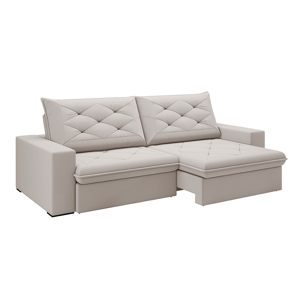 Sofá 5 Lugares Retrátil e Reclinável Flexforma Premier Veludo Marfim 290 cm