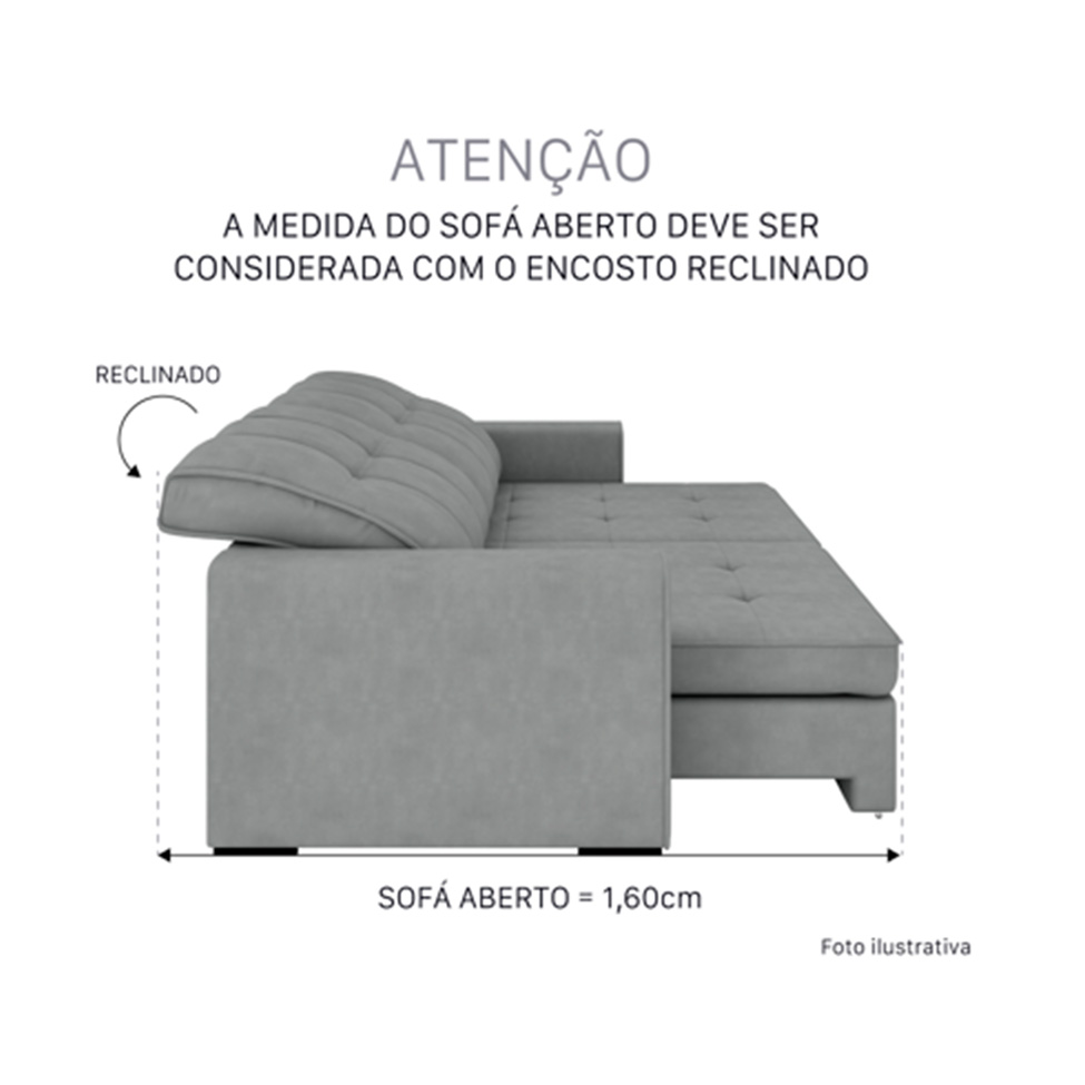 Sofá 5 Lugares Retrátil e Reclinável Flexforma Versalhes Camurça 290 cm