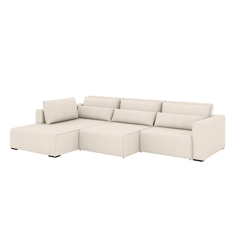 Sofá 6 Lugares Retrátil e Reclinável com Chaise Arizona Linho Cru 325 cm