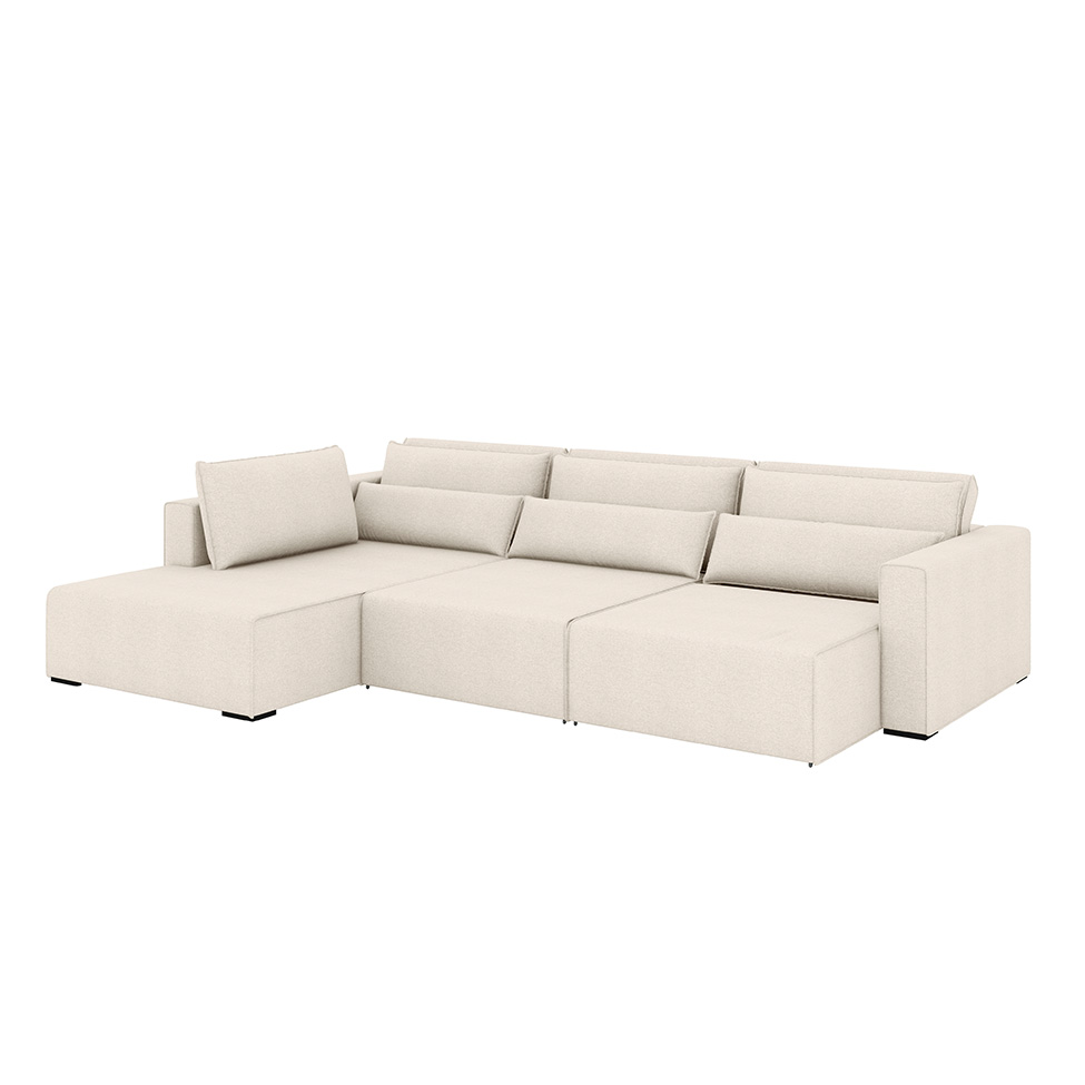 Sofá 6 Lugares Retrátil e Reclinável com Chaise Arizona Linho Cru 325 cm