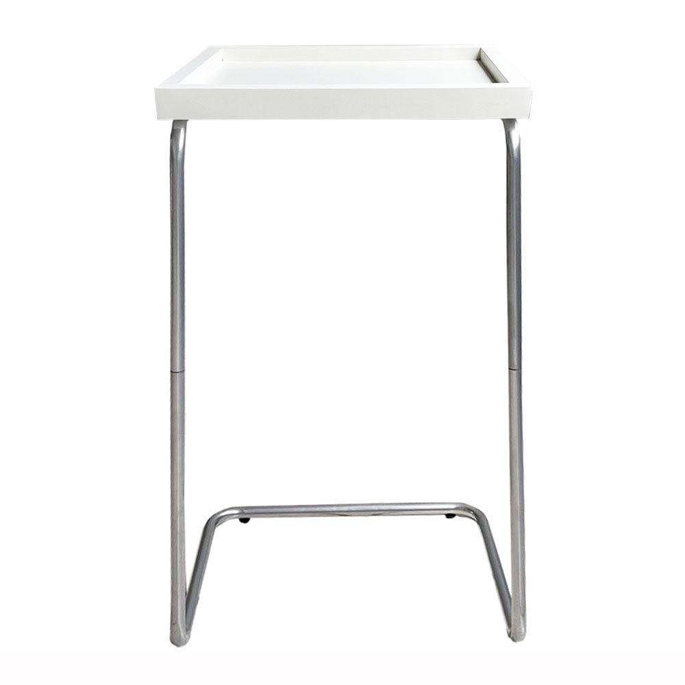 Mesa De Apoio Lateral Para Sofá Ou Cama Branca E Prata