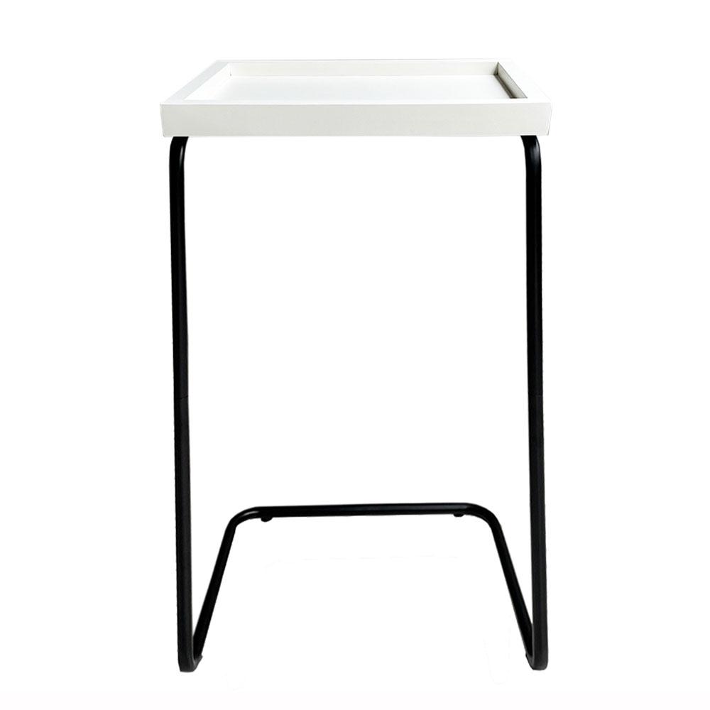 Mesa De Apoio Lateral Para Sofá Ou Cama Branca E Preta