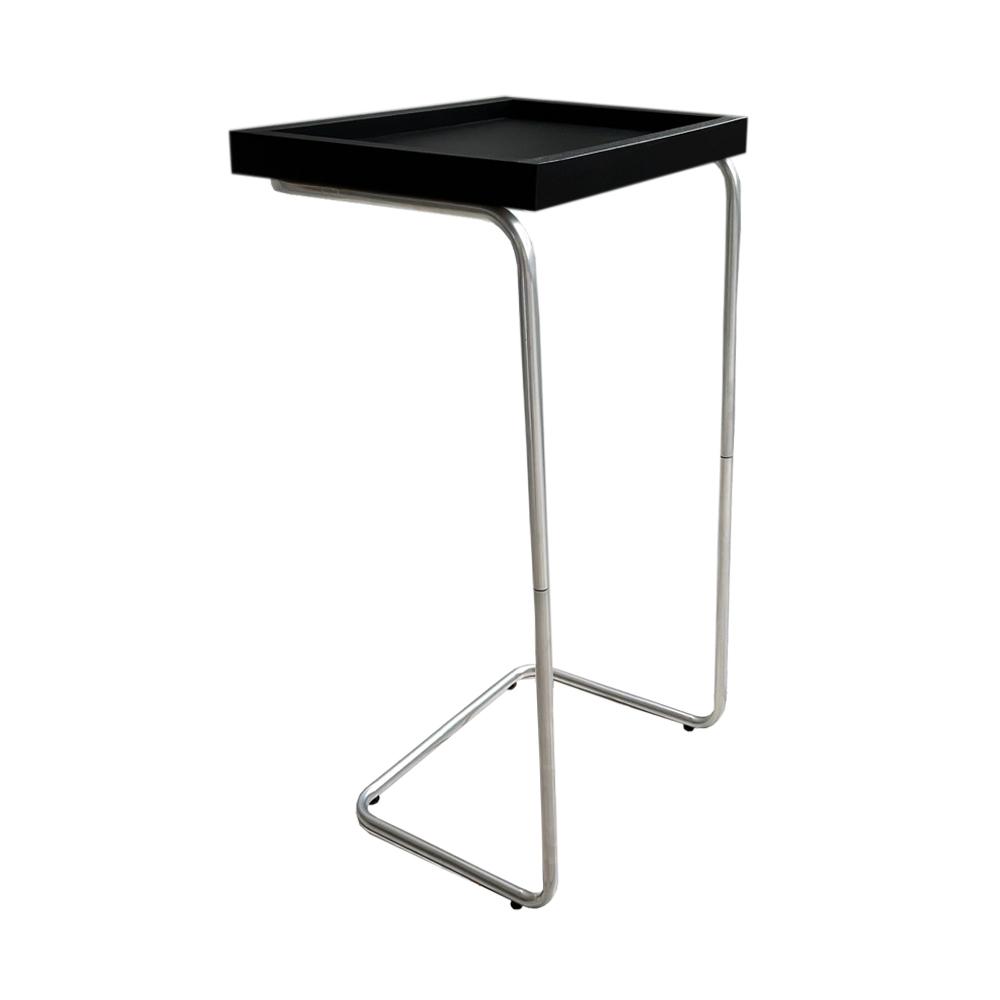 Mesa De Apoio Lateral Para Sofá Ou Cama Preta E Prata